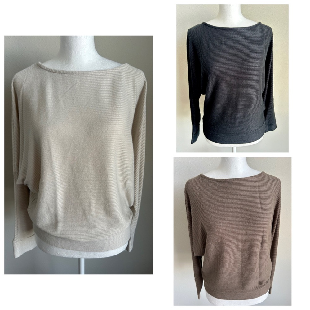 a new day Women's Sweater Trio - Cream, Black, Brown